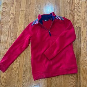 Lands' End Red and Navy Quarter-Zip Pullover